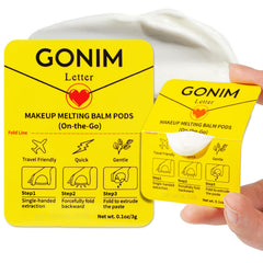 GONIM cleansing balm card design for travel-friendly makeup removal and mess-free use.