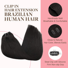 GOO GOO clip-in extensions with quick-wear clips for fast styling.
