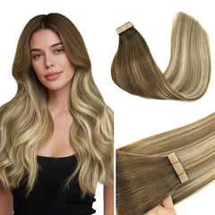 GOO GOO tape-in extensions skin-weft close-up for seamless natural blend