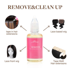 GOO GOO drops applied into the gap between hair and adhesive.