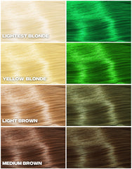 Kowabunga green dye swatch on hair reveals rich pigment.