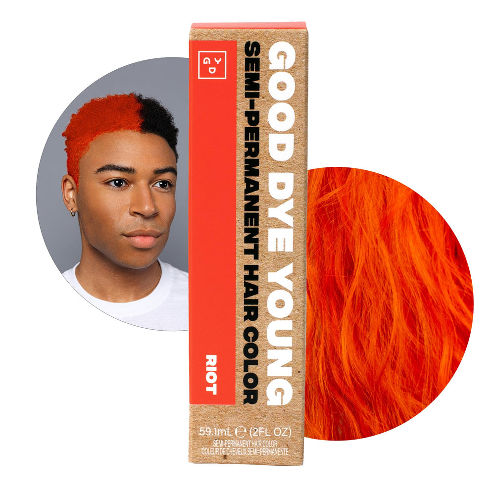 Good Dye Young Riot Orange streaks give vivid semi-permanent color.
