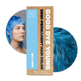 Good Dye Young Sky High blue hair dye bottle shows vibrant color for bold looks.
