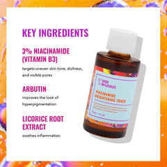 Good Molecules Niacinamide Brightening Toner cotton-pad-application demonstrates gentle toning after cleansing.