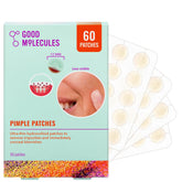 Good Molecules pimple patches on the face provide discreet blemish care.