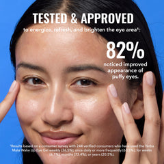 Good Molecules Yerba Mate Wake Up Eye Gel dispensing a pea-sized amount for precise application.
