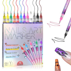 GOOLSUN nail art markers with 0.5mm tip closeup for precise lines.