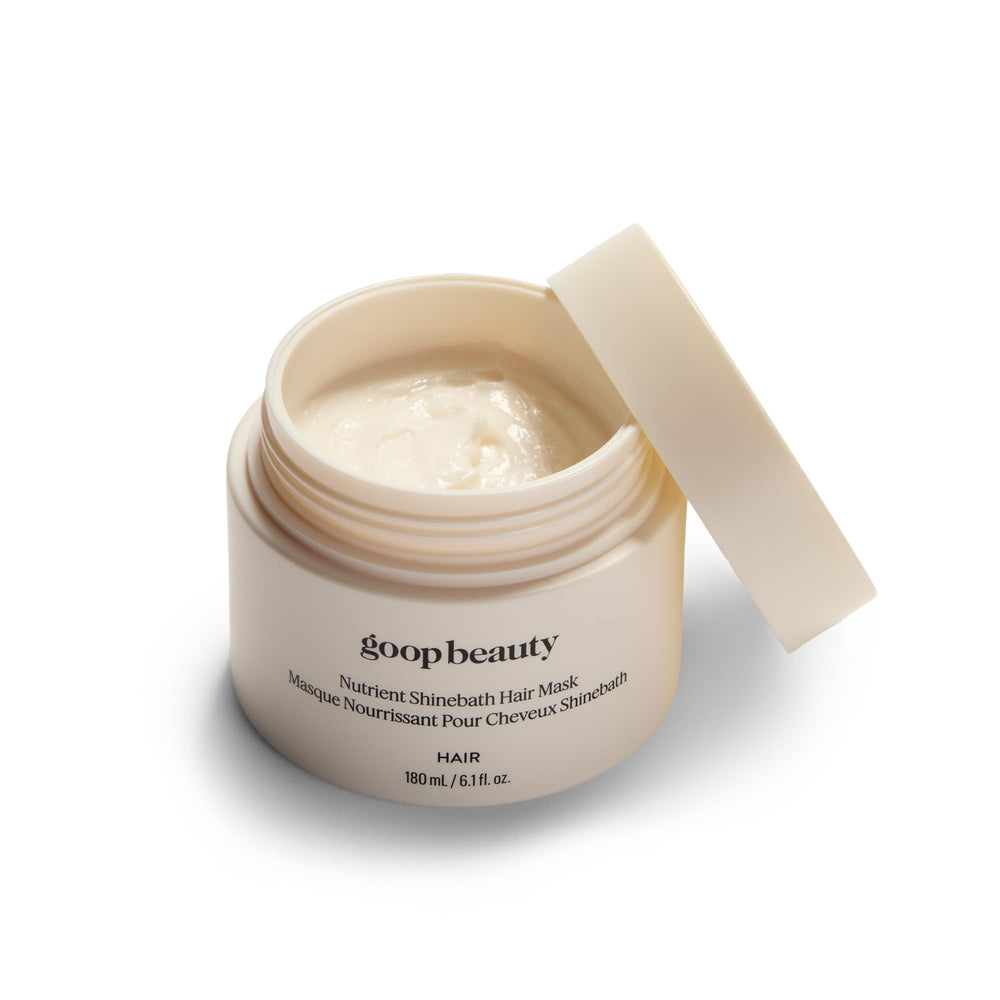 Goop Beauty Hair Mask bottle closeup showing rich hydration for premium care
