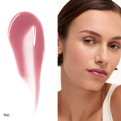 Goop Beauty Hydra-Barrier Gel Gloss Lilac swatch shows sheer color and glow.