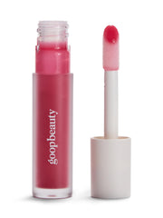 Goop Beauty Hydra-Barrier Gel Gloss Tulip bottle showing sheer pink shine and hydration.