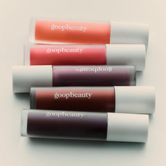 Goop Beauty Hydra-Barrier Gloss close-up highlighting plump, smoothing sheen
