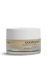 Goop Beauty Nourishing Lip Repair Mask jar shows rich, velvety texture for instant comfort.