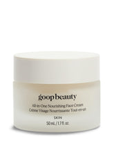 Goop Nourishing Face Cream packaging close-up highlighting premium formula for skin hydration.