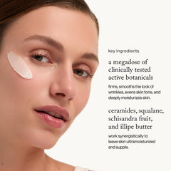 Goop Nourishing Face Cream texture close-up during application for smooth skin.