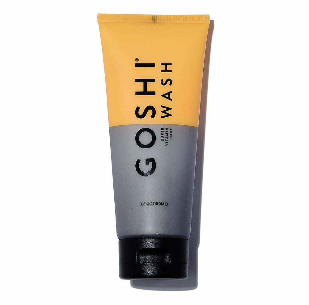GOSHI Super Vitamin Body Wash bottle showing compact packaging and balanced skin care benefits