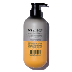 GOSHI label close-up highlights natural ingredients and pH balanced formula.