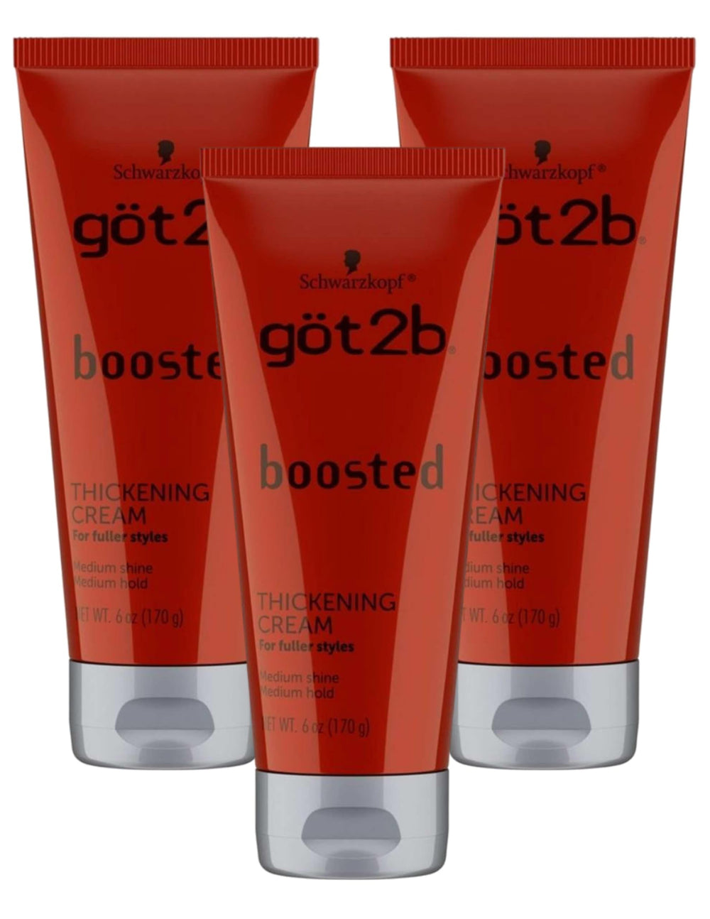 Got2B Boosted Thickening Cream tube front view for added volume and lift