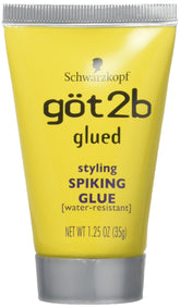 Got2b Glued Spiking Glue bottle shows wind-resistant hold for bold spikes