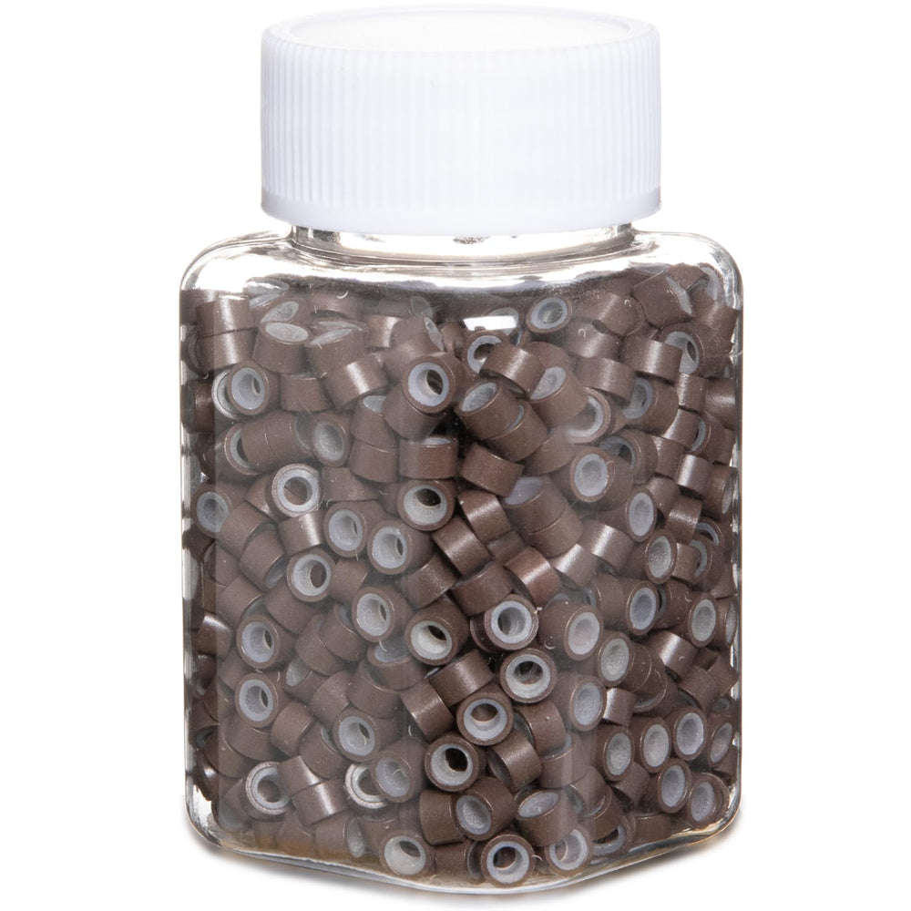 GOTDYA 1000pcs brown extension beads with silicone lining for secure hair integration.