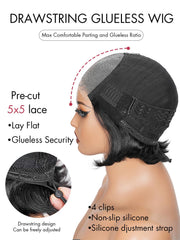 GPOP glueless wig with drawstring cap for quick secure fit