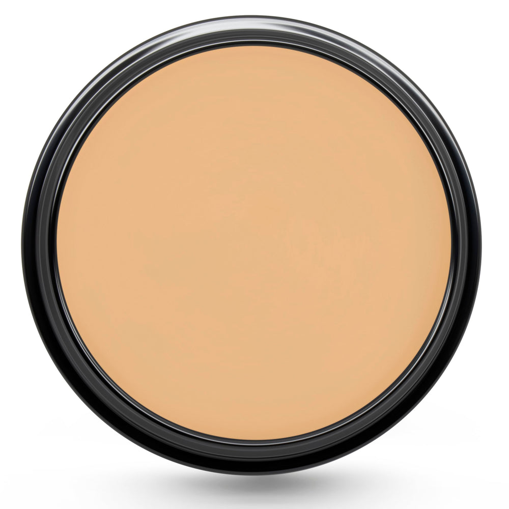 Graftobian HD Glamour Creme Foundation Sweet Toffee bottle shows weightless coverage for all day wear