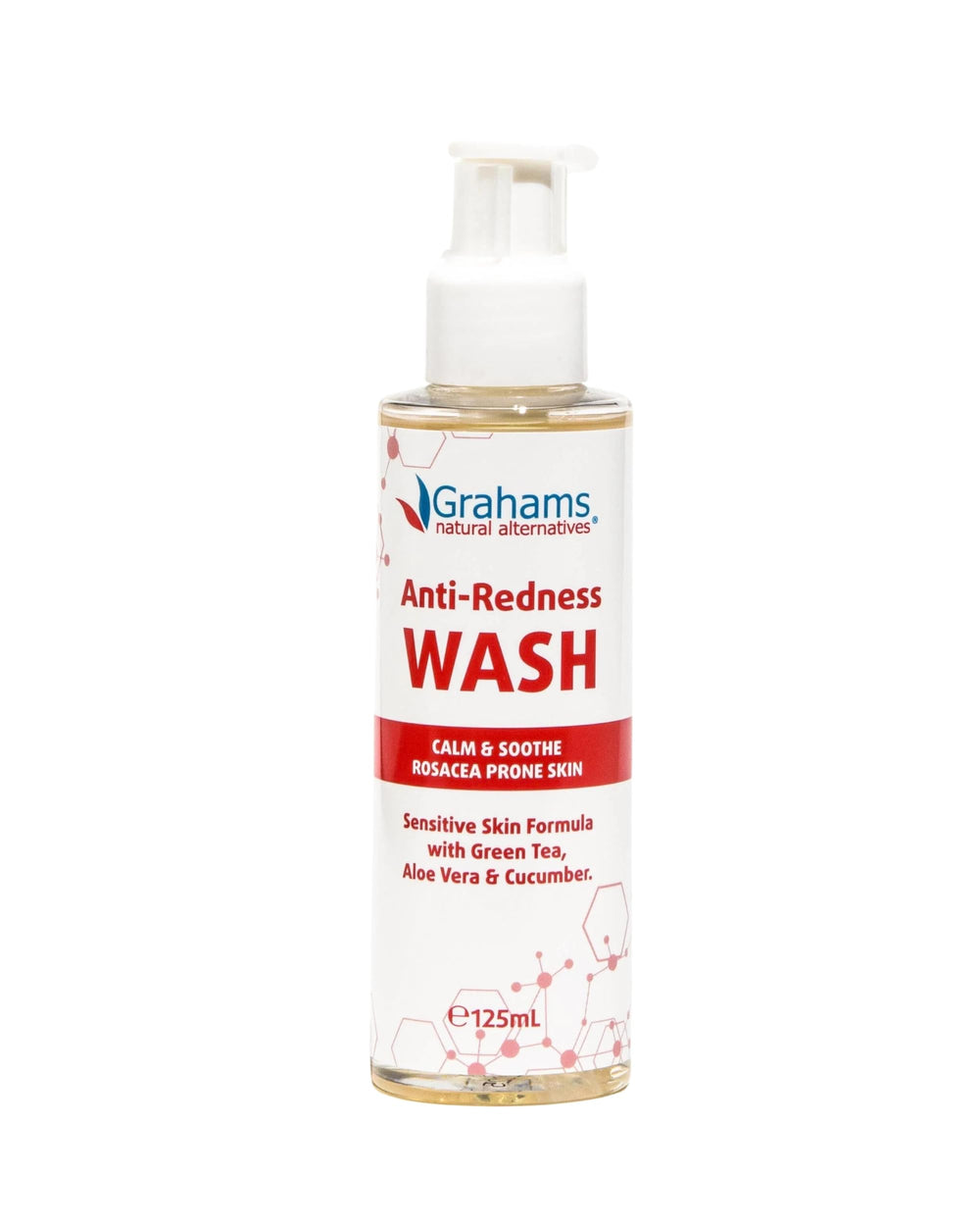 Grahams Natural Anti-Redness Wash bottle shown for sensitive skin cleansing