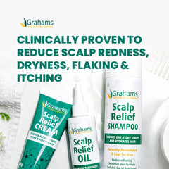 Grahams Natural Scalp Relief Oil being gently massaged for even application.