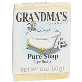 Grandma's Pure Lye Soap Bar front view unscented for sensitive skin.