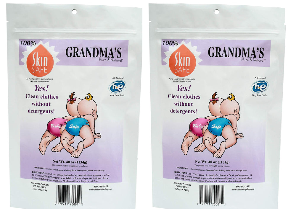 Grandma's Pure & Natural unscented laundry soap bottle; gentle, fragrance-free cleaning for sensitive skin.