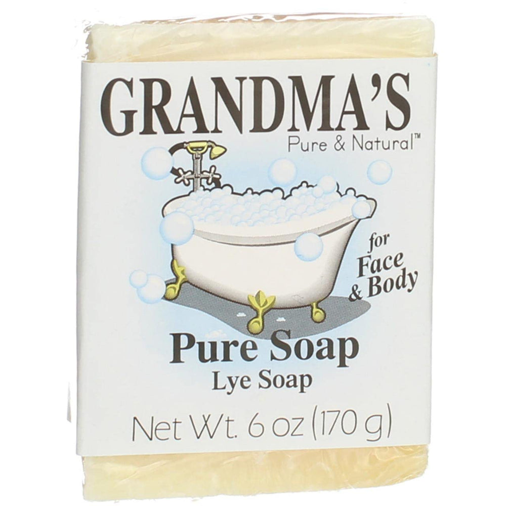 Grandma's Pure & Natural lye soap pack of 3 bars on wood for daily cleansing