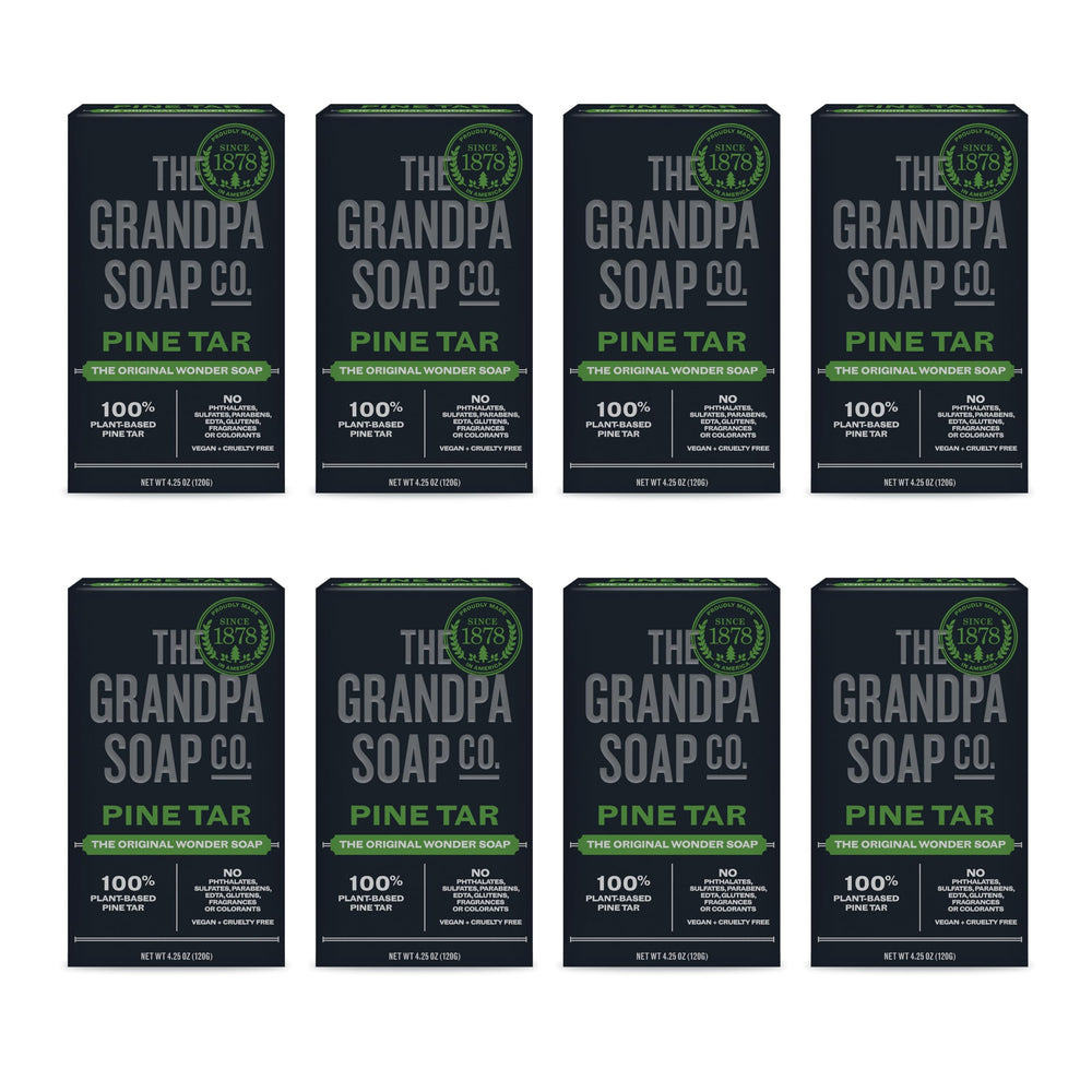 The Grandpa Soap Company Pine Tar Bar Soap forest scent provides a refreshing cleanse.