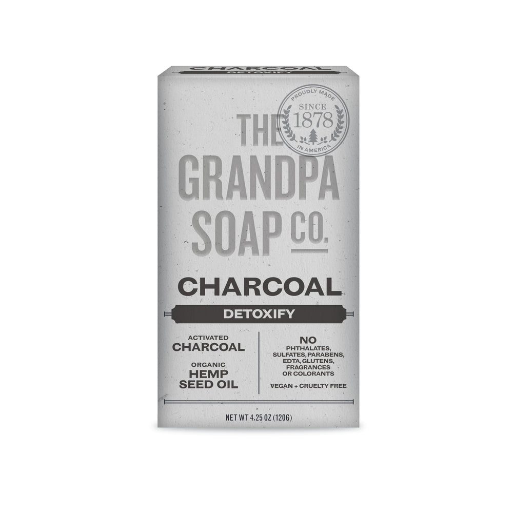 Grandpas Soap Co Charcoal Bar pour shows a gentle cleanse for dry skin
