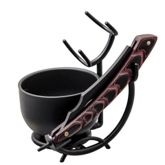 Grandslam shaving kit stand showcases sturdy stainless steel and elegance