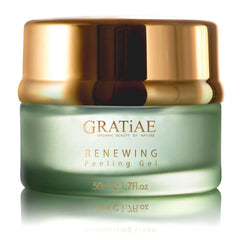 Gratiae bottle pour demonstrates convenient, mess-free application of the renewing peeling gel