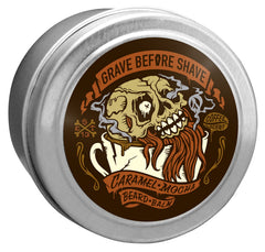 Grave Before Shave caramel mocha beard oil bottle for hydration.