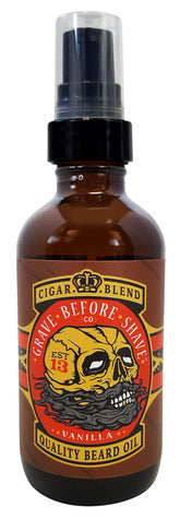 Grave Before Shave cigar blend beard oil bottle for daily grooming and scent