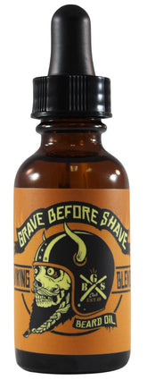 Grave Before Shave Viking Blend beard oil bottle conditions beard with natural shine.