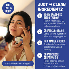 Grazly balm on dry patches like elbows and knees for improved moisture