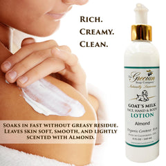 Grecian Goat Milk Body Wash almond scent creates a gentle cleansing experience.