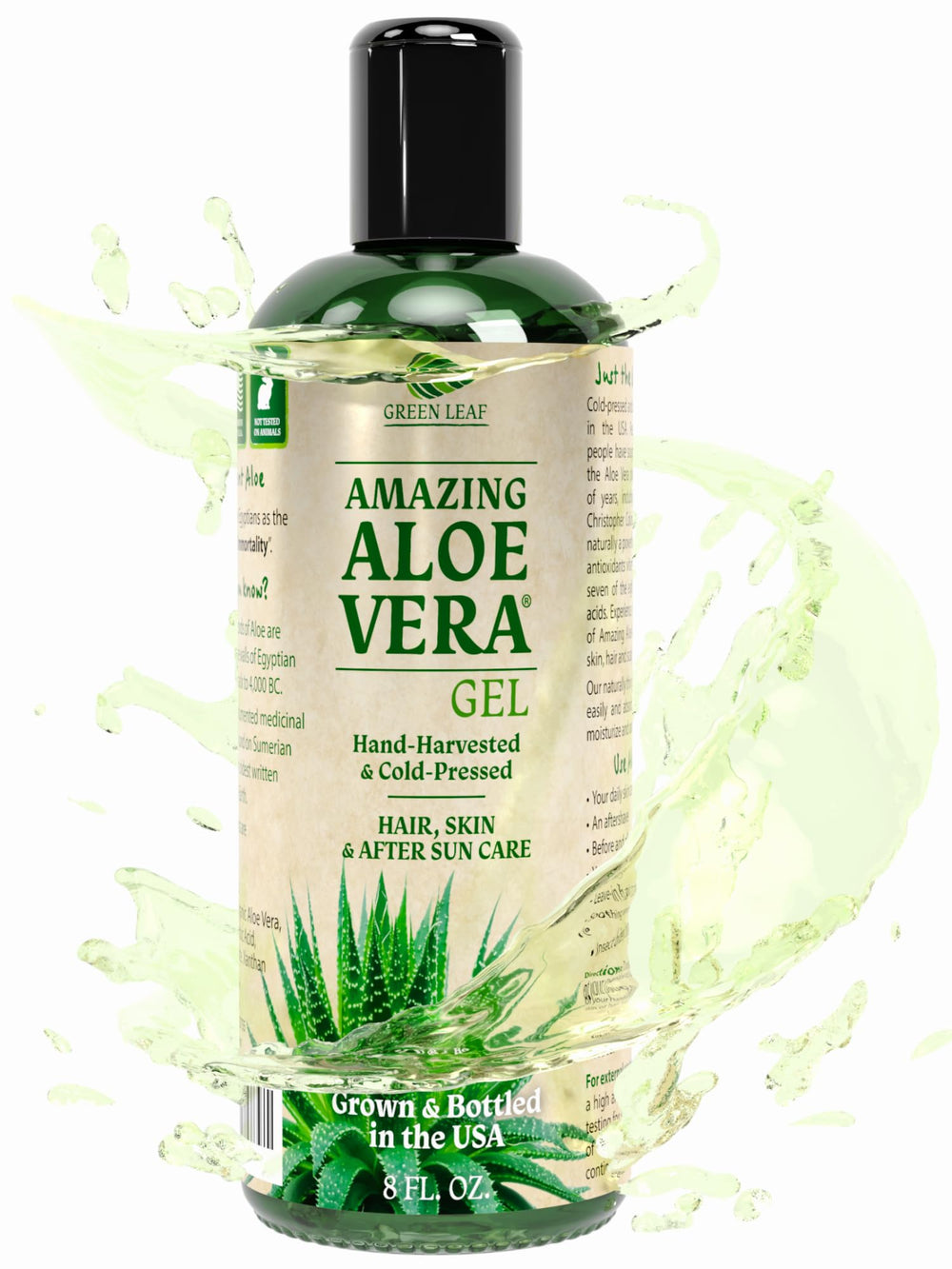 Green Leaf Naturals Amazing Aloe Gel bottle for fast-absorbing skin hydration