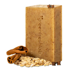 Greenfreshlab clove and cinnamon exfoliating soap bar for smoother skin.