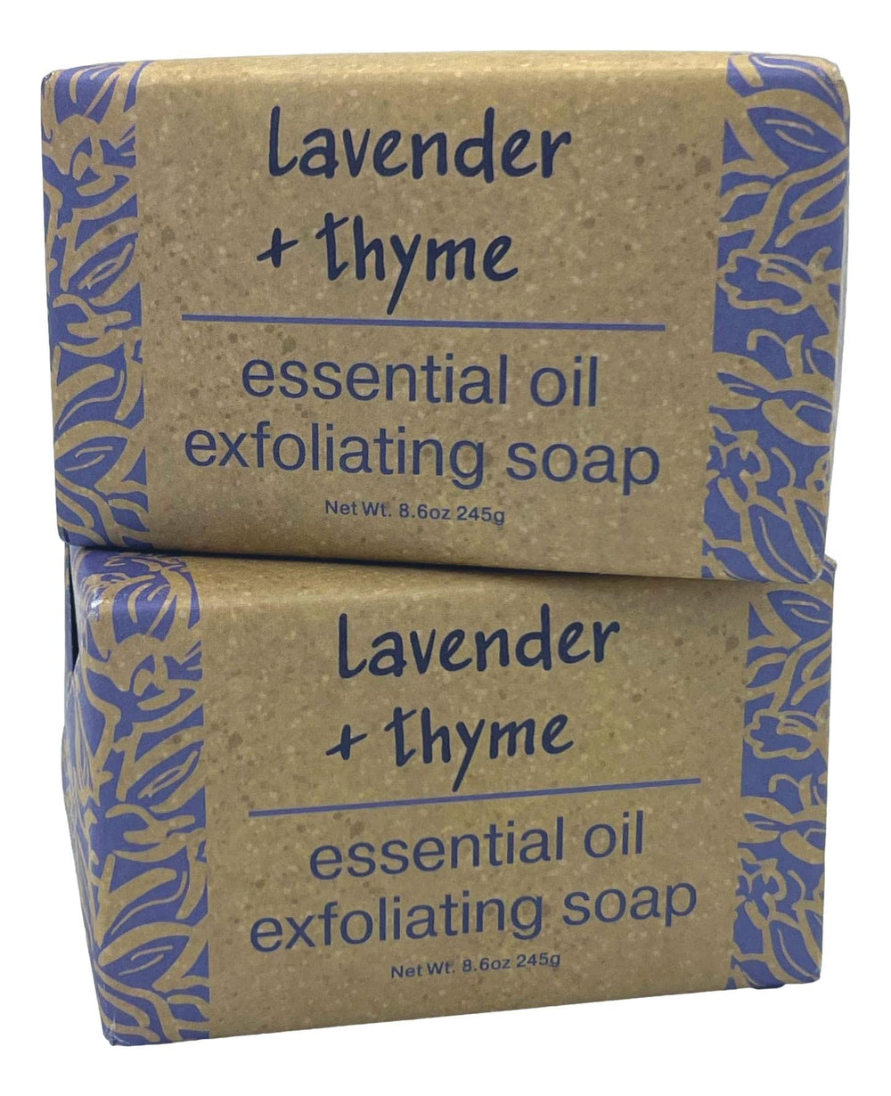Greenwich Bay Lavender and Thyme exfoliating bath bar 2-pack for smooth skin.