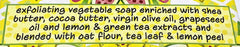 Greenwich Bay Lemongrass Tea Soap bar enriched with shea and cocoa butters for moisturized skin