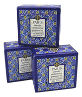 Greenwich Bay Paris Exfoliating Spa Soap square bar with lavender buds for gentle exfoliation.