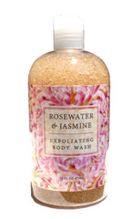Greenwich Bay Rosewater Jasmine exfoliating body wash with loofah for gentle cleansing and soft skin