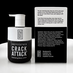 Greyfeather Crack Attack on feet offering soothing relief for dry heels.