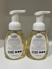 Griffin Remedy lavender foam closeup highlighting luxurious lather and skin friendly formula