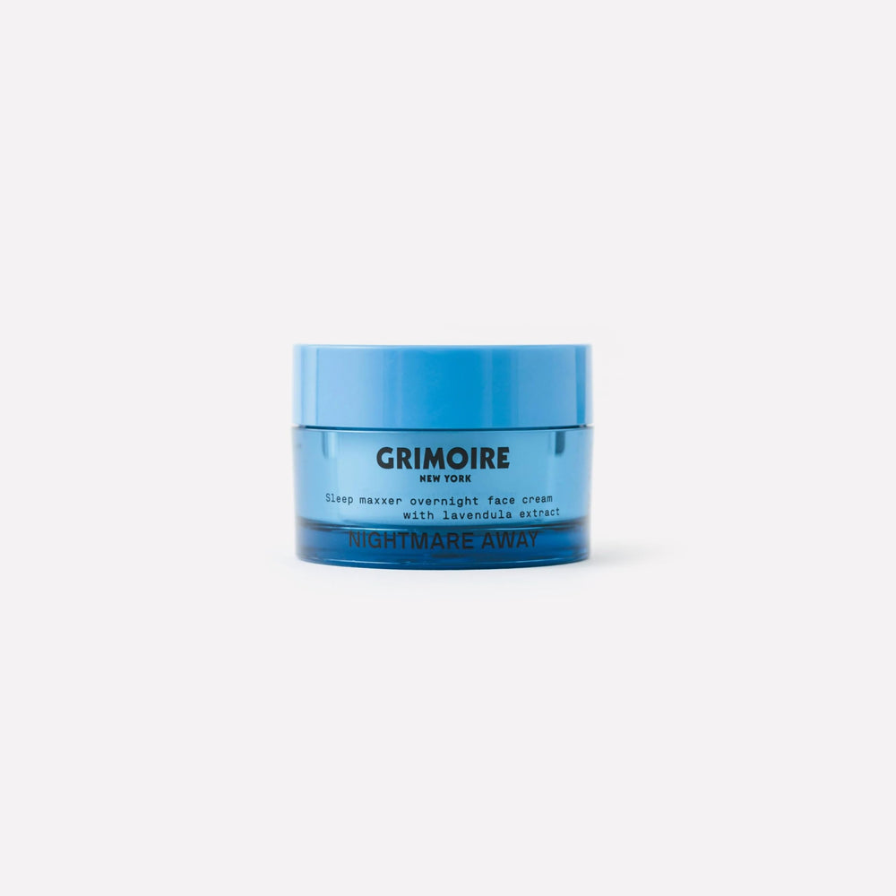 Grimoire New York Nightmare Away cream tube close-up highlighting overnight hydration