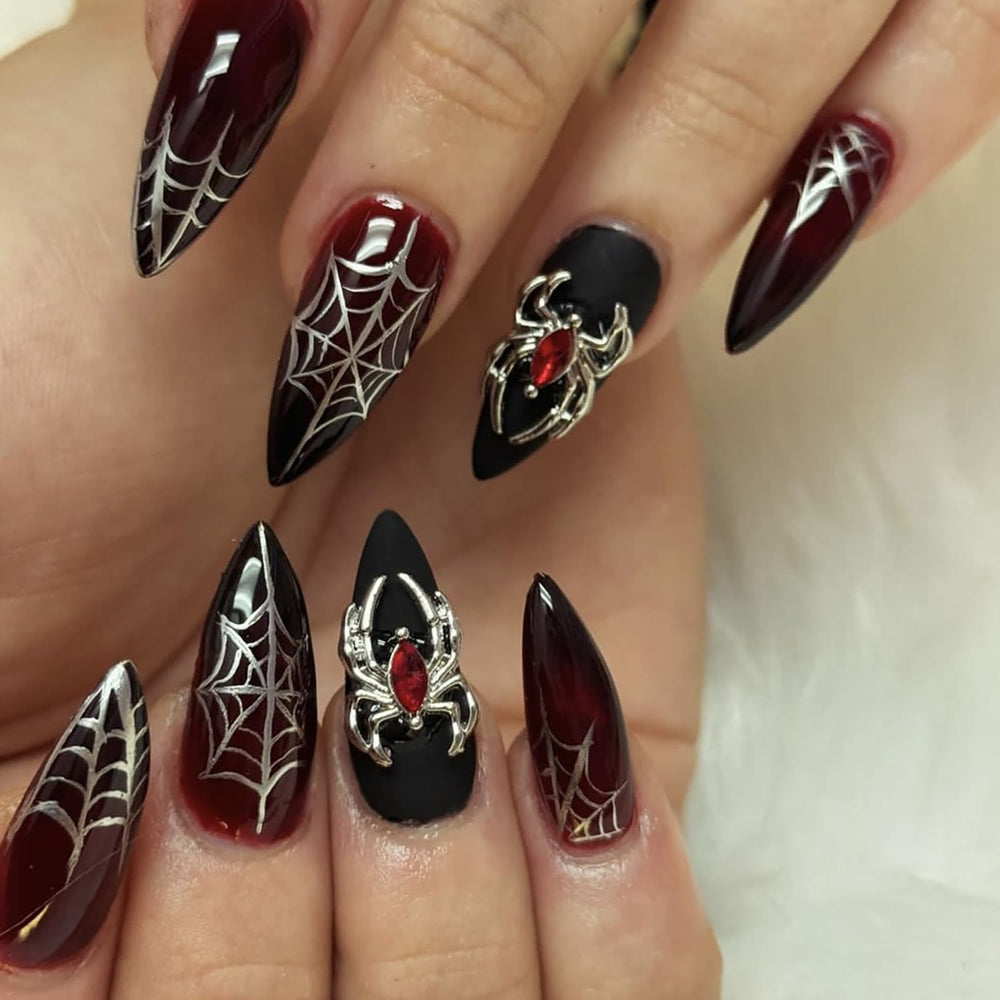 GRITOSE 24pcs Halloween press-on nails in almond shape for quick party-ready nails.