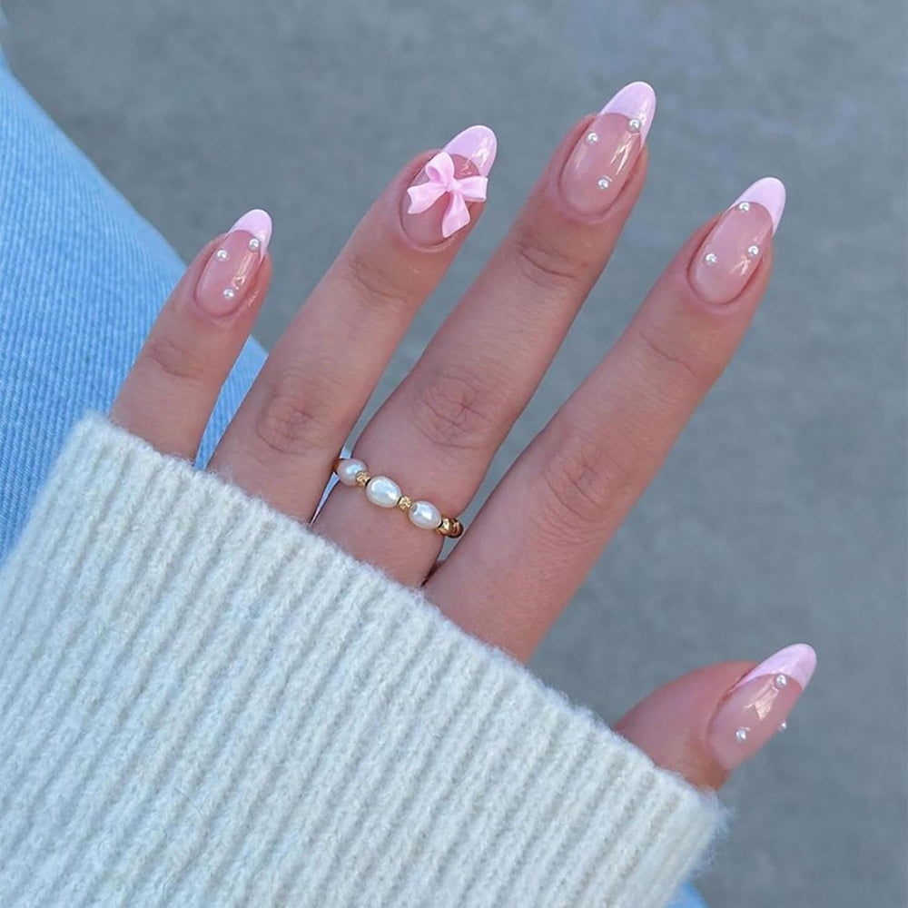 GRITOSE pink almond press-on nails for quick at-home manicure